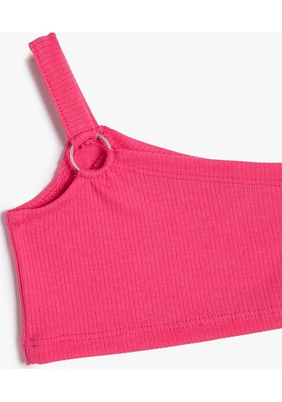 Koton Crop Üst Slim Ribanalı Tek Omuz Toka Detaylı Pembe 3skg30110ak 3SKG30110AK274 Pembe