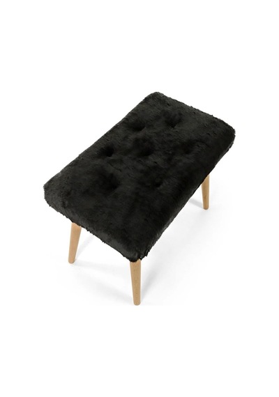 Gürgen Retro Ahşap Ayaklı Handmade Pofidik Puf Bench Koltuk Siyah