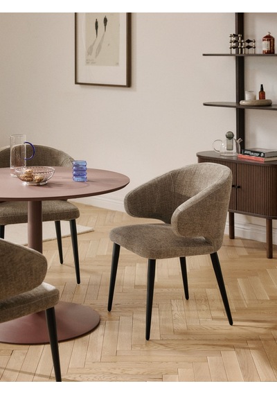 Celıa Bouclé Kollu Sandalye Midcentury Tarzında Şıklık Ve Konfor Yeşil - Siyah