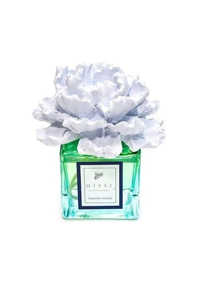 220 Ml Degrade Mavi Şişe Seramik Taşlı Yasemin Sandal Oda Kokusu Abundance Prosperity