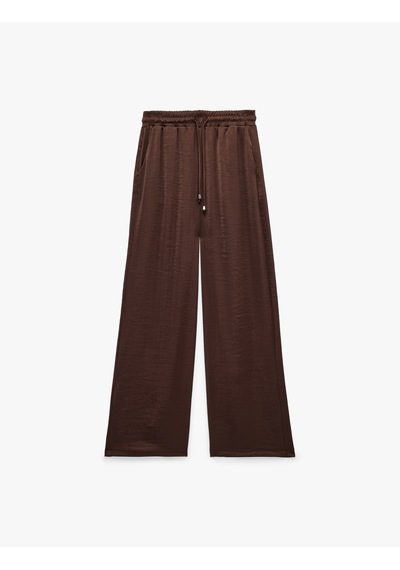 Koton Beli Lastikli Bağlamalı Cepli Geniş Paça Saten Pantolon Kahverengi 6sak40206pw Kahve Koton Beli Lastikli Bağlamalı Cepli Geniş Paça Saten Pantolon Kahverengi 6sak40206pw Kahve