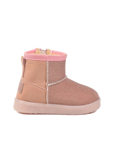 Ayakmod Pembe Simli İçi Kürklü Fermuarlı Bebek Bot 1212 B Pembe Simli