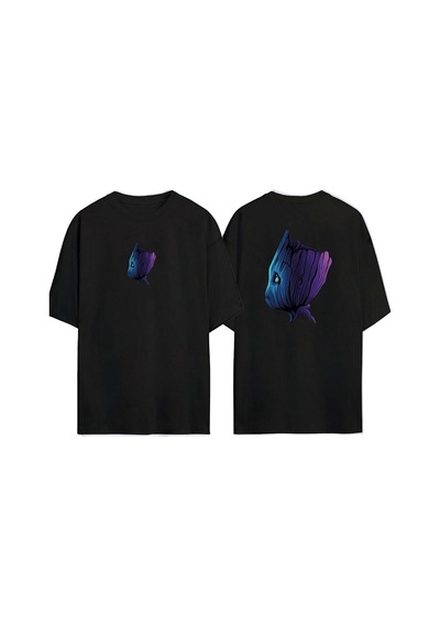 Thewert Unisex Siyah Groot Baskılı Oversize T-shirt