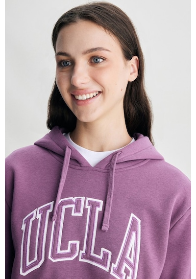 Ucla Rıley Mor Kapüşonlu Nakışlı Standard Fit Kadın Sweatshirt Mor
