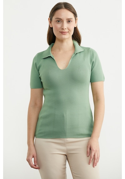 Polo Yaka Basic Triko Tişört - Mint