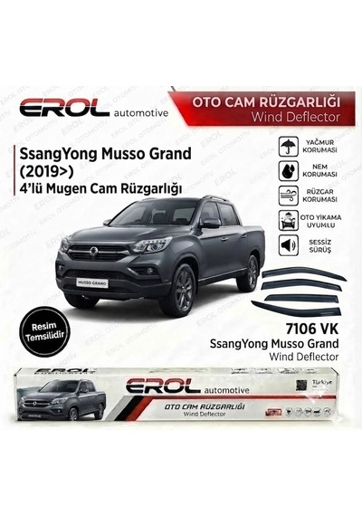 Ssangyong Musso Grand 2019 4'lü Cam Rüzgarlığı Siyah