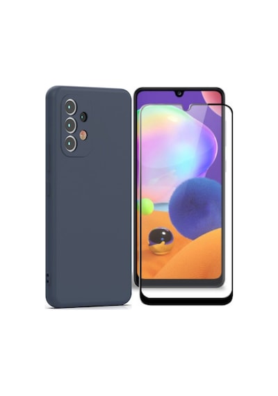Samsung Galaxy Uyumlu A33 5g Esnek Dayanıklı Soft Tasarım Kılıf Ve Tam Kaplayan Ekran Koruyucu Col177964-lacivert