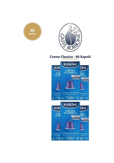 Caffe Borbone Crema Classica 60 Kapsül 6x10 - Nespresso Uyumlu Alüminyum Kapsül Kahve Tett 07.2027