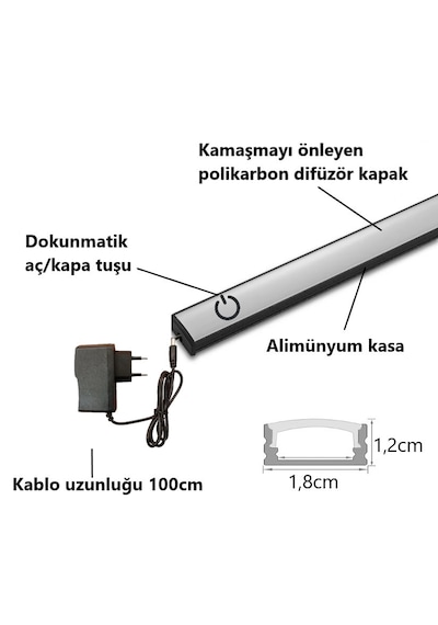 Dokunmatik 120cm Gün Işık Tak Çalıştır Led Mutfak, Dolap, Tezgah Altı, Duvar Dekoratif Gece Lambası Gün Işığı