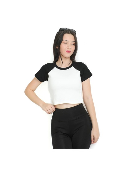 Tarzsokak Crop Yaka Patlı Reglan Kol Beyaz