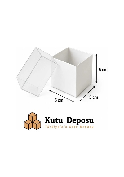 5x5x5 Cm Asetat Kapaklı Takı Kutusu-beyaz Demonte 50 Adet