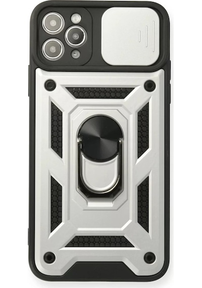 Newface Apple İphone 11 Pro Kılıf Pars Lens Yüzüklü Silikon - Gümüş