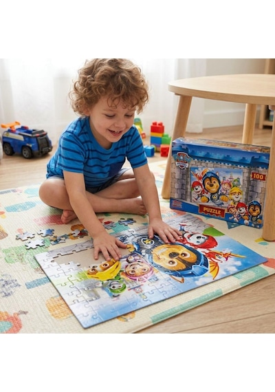 100 Parça Paw Patrol Rescue Knights Temalı Puzzle Eğlenceli Ve Eğitici Çocuk Yapboz 01