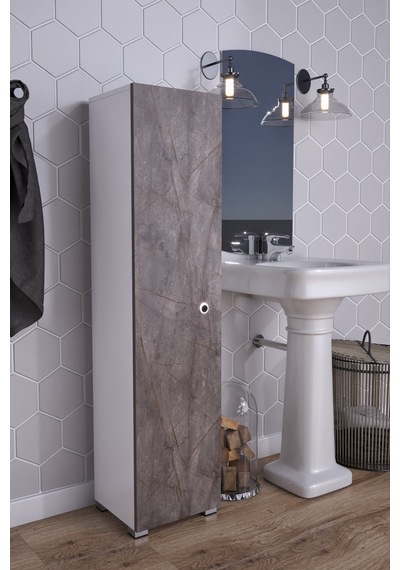 Saltık Çok Amaçlı Banyo Mutfak Antre Balkon Erzak Dolabı Kiler Gri