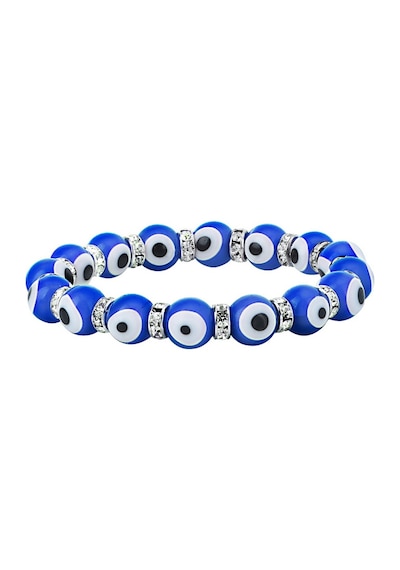 Stretch 10 Mm Lacivert Nazar Boncuklu Kristal Taşlı Rondel Bileklik Diğer