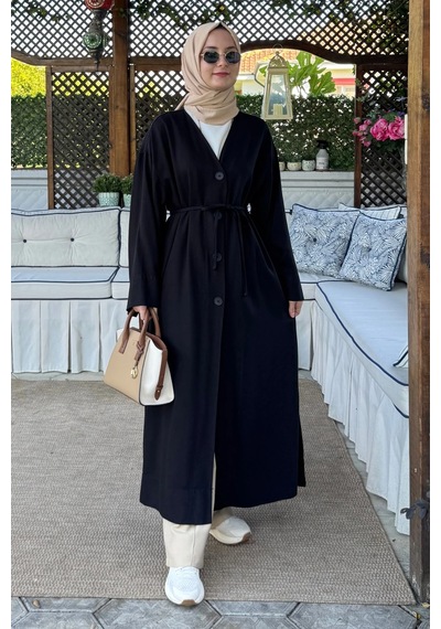 Rabia Şamlı Nazenin Kot Tencel Kap Siyah Normal