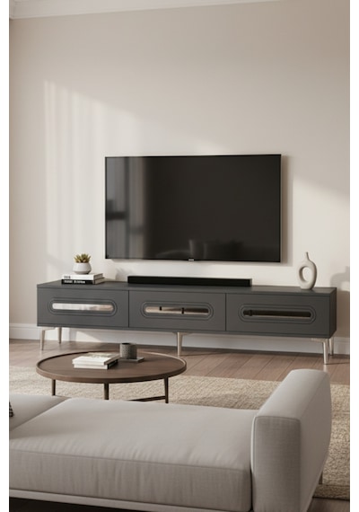 Tsa1806as Rany Tv Sehpası Antrasit-sılver 180cm Antrasit - Gümüş