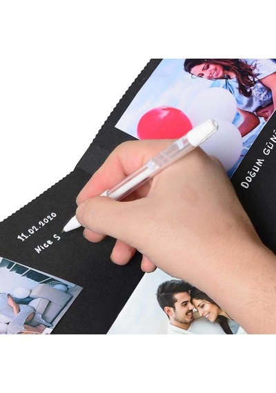 Klaket Albüm Siyah Yapraklı Ve Beyaz Jel Kalem