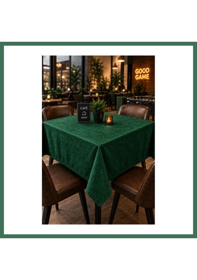 En-cag Kahve Cafe Kıraathane Masa Örtüsü 140x140cm Yeşil Renk Bss