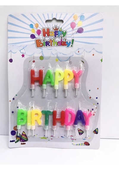 Happy Birthday Yazılabilen Rengarenk Doğum Günü Mumu Diğer
