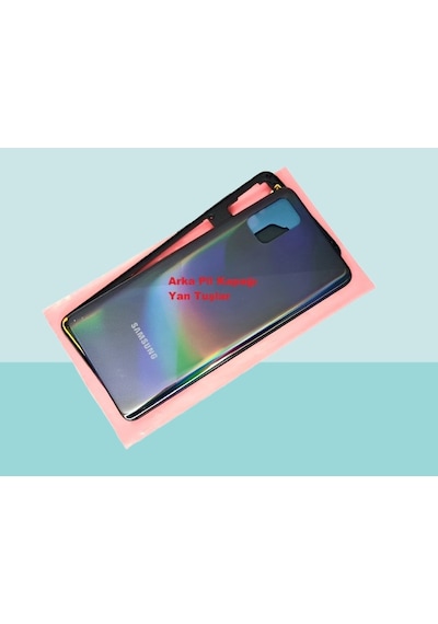 Tkgz - Samsung Galaxy Uyumlu A51 A515 Full Kasa Arka Kapak Batarya Kapağı - Siyah Çok Renkli