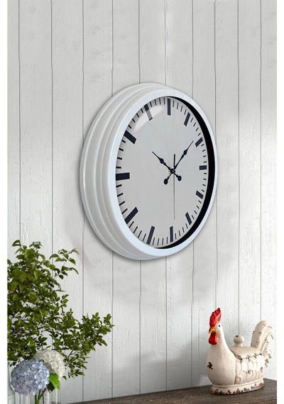 40 Cm Beyaz Metal Sade Duvar Saati Çok Renkli