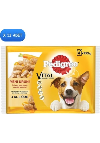 Pedigree Adult Pouch Köpek Yaş Maması 4x100 Gr 4 Al 3 Öde 13 Adet