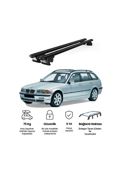 Venüs Bmw 3 Series Touring E46 1999-2005 Uyumlu Siyah Ara Atkı Port Bagaj Tavan Barı