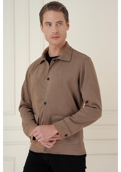 Efor Comfort Fit Mono Yaka Kapaklı Cep Casual Vizon Ceket C 699 Vizon