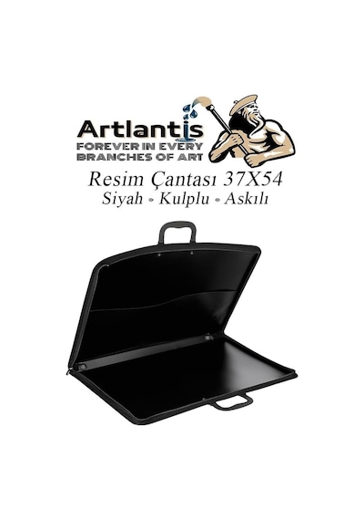 Siyah Resim Çantası Fermuarlı Kulplu 37x54 Cm 1 Adet Teknik Resim Dosya Çantası 35x50 Cm Askılı