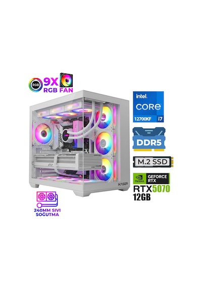 Xaser Master-X8 i7-12700KF 32 GB 1 TB M.2 NVMe SSD 12 GB RTX5070 Free Dos Masaüstü Oyuncu Bilgisayarı