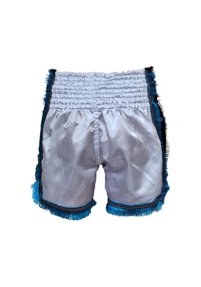 Dragondo Mt3020 Apache Muaythai Şort Beyaz Püsküllü Muay Thai Şortu Beyaz