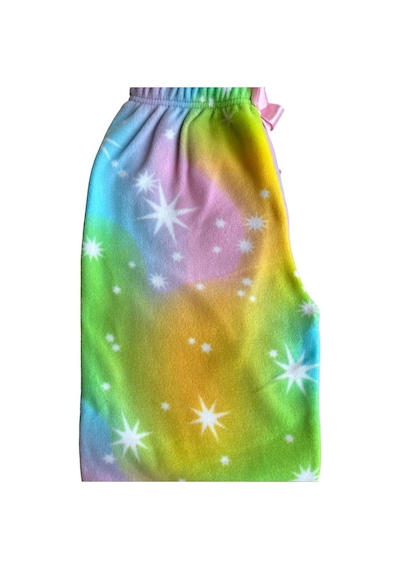 Mihra Kadın Desenli Yumuşak Polar Kışlık Pijama Eşofman Tek Alt Beyaz-renkli