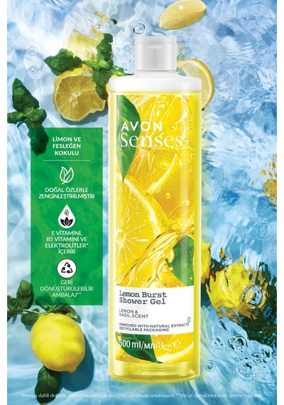 Avon Senses Lemon Burst Limon Ve Reyhan Kokulu Duş Jeli 500 ML