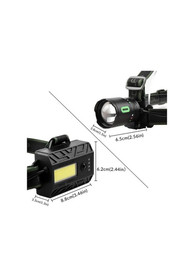 Ps-t2210 Süper Parlak 35w 3500 Lümen Şarj Edilebilir Kafa Lambası - Teleskobik Zoomlu Avcı Feneri Siyah