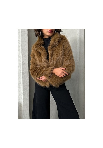 Verymoda Suni Kürk Kadın Mont- F1820 Kahve