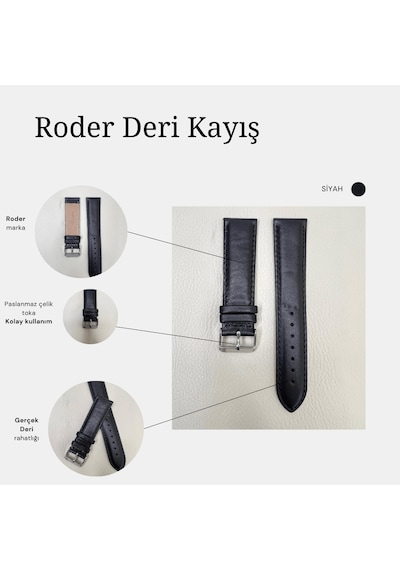 R4106s Roder Deri Kayış - Siyah - 22mm Şeffaf