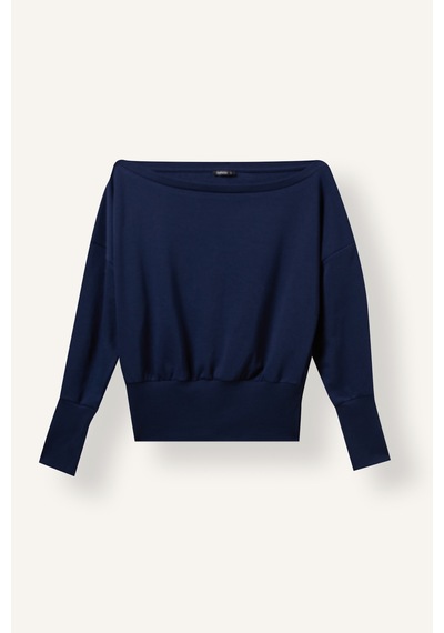 Defacto Loose Fit Geniş Ribanalı Omzu Açık Basic Sweatshirt I4990ax26aunv241 Lacivert-nv241
