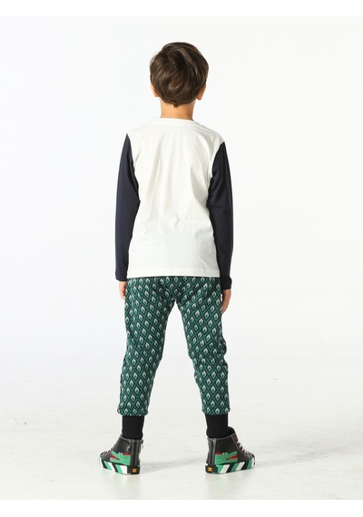 Casabony Cats Rule Erkek Çocuk Pantolon + T-Shirt Takım-Indigo - Beyaz İndigo - Beyaz