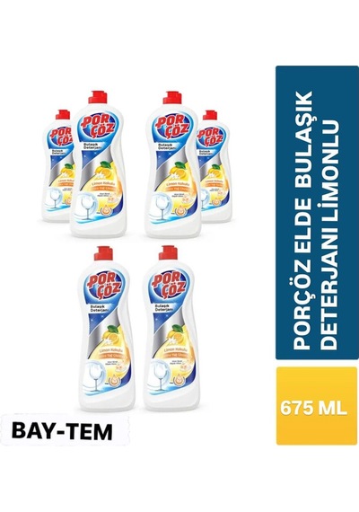 6 Adet Porçöz Bulasik Elde Yikama Deterjani Limon 675 Ml