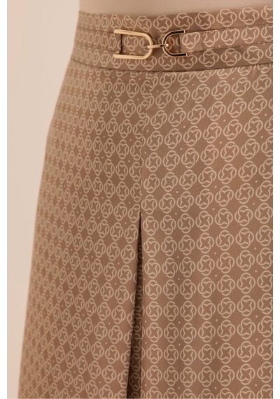 Aker Monogram Desenli Pilikaşe Detaylı Dokuma Etek Camel Camel
