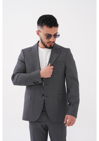 Dupont Classics Dupont Slim Fit Mono Yaka 6 Drop Çift Yırtmaç Çizgili 2'li Takım Elbise Açık Gri Dupont Classics Dupont Slim Fit Mono Yaka 6 Drop Çift Yırtmaç Çizgili 2'li Takım Elbise Açık Gri
