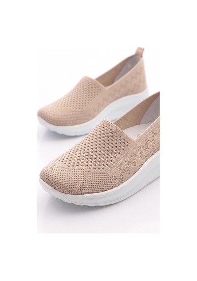 Dgn 4510 Kadin Comfort Ayakkabi Bej Simli