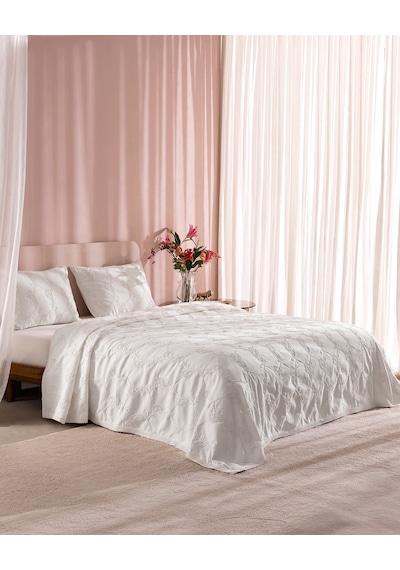 Madame Coco Fleuve Çift Kişilik Brodeli Pike Takımı - Beyaz 8684427226049