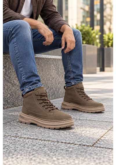 In Step Canda Erkek Kahverengi Nubuk Bağcıklı Casual Bot / Günlük Ayakkabı Kahve
