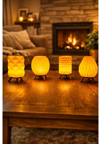 4 Lü Dekoratif Led Masa Lambası Seti Modern Tasarım Ortam Aydınlatması Şık & Minimal Lambalar