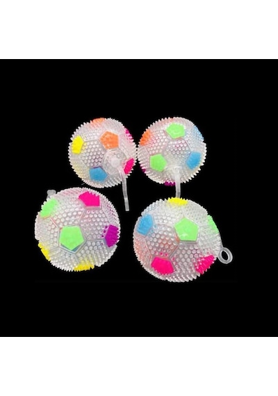 3 Pcs Flashıng Light Up Ball 3 Adet Sesli Led Işıklı Mini Futbol Topu Yoyo Işıklı Stres Oyuncağı Renkli