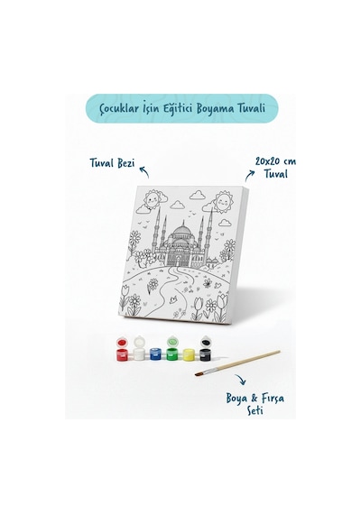 Çiçek Bahçesinde Sultanahmet Camii Şövalesiz Boya Seti 20x20