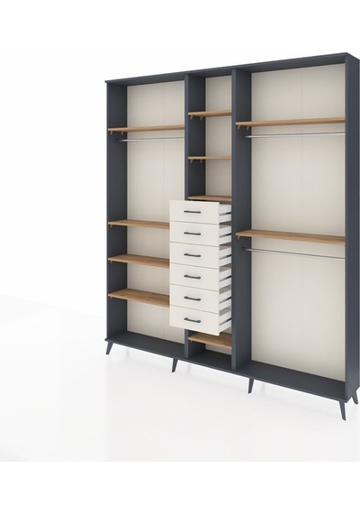 Arges Dolap 10 Raflı 6 Çekmeceli 3 Askılı 220x30x243 Antrasit-çam/aytaşı Atlas Çam/aytası Arges Dolap 10 Raflı 6 Çekmeceli 3 Askılı 220x30x243 Antrasit-çam/aytaşı Atlas Çam/aytası
