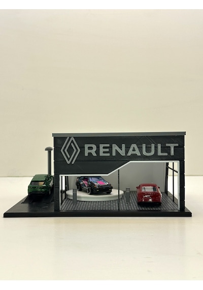 3d Baskı 1/64 Ölçekli Renault Showroom Tasarımlı Diorama Araç Sergileme Garajı